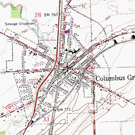 Topographic Map of Columbus Grove Post Office, OH