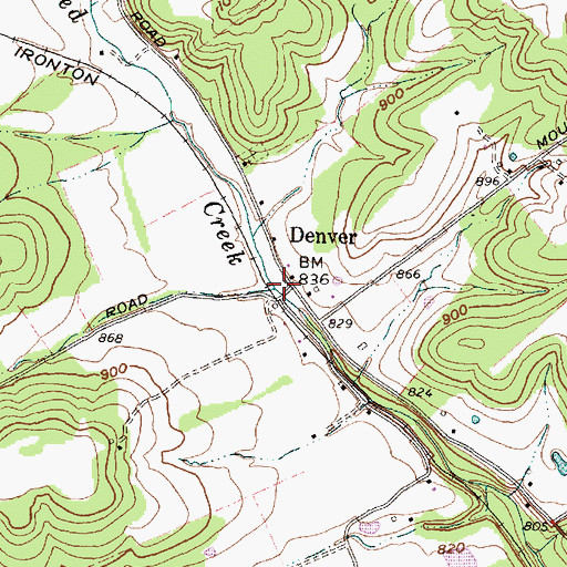 Topographic Map of Denver Post Office (historical), OH