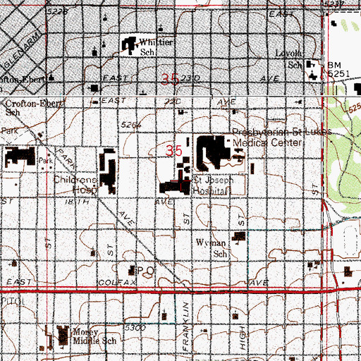 Topographic Map of The Childrens Hospital Heliport, CO