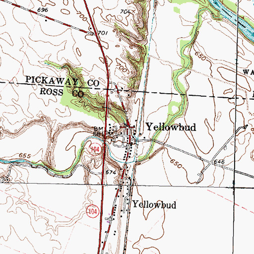 Topographic Map of Yellowbud Post Office (historical), OH