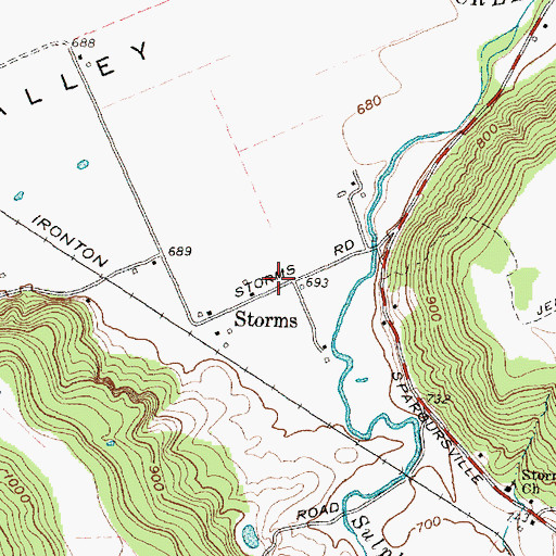 Topographic Map of Storms Post Office (historical), OH