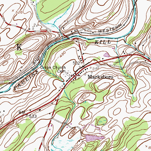 Topographic Map of Marksboro Community Presbyterian Church, NJ