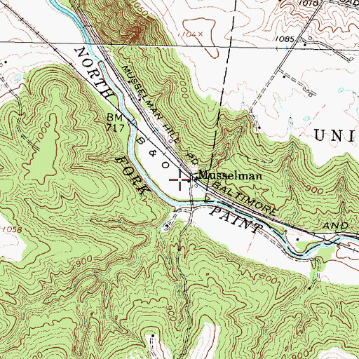 Topographic Map of Musselman Post Office, OH