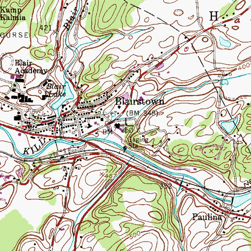 Topographic Map of Blairstown Township Elementary School, NJ