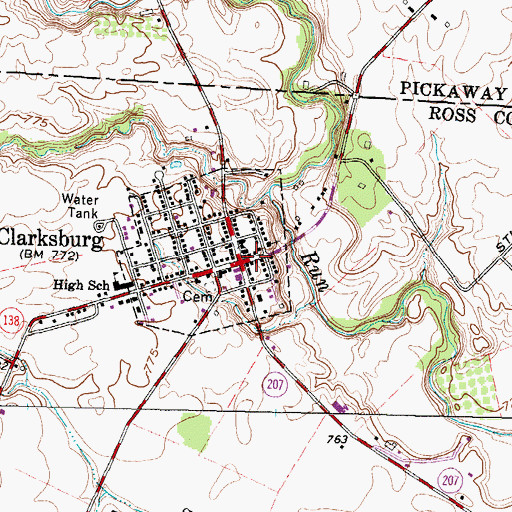 Topographic Map of Clarksburg Post Office, OH