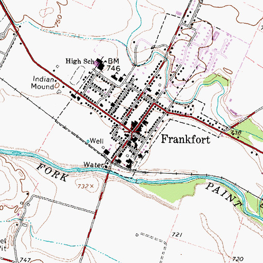 Topographic Map of Frankfort Post Office, OH