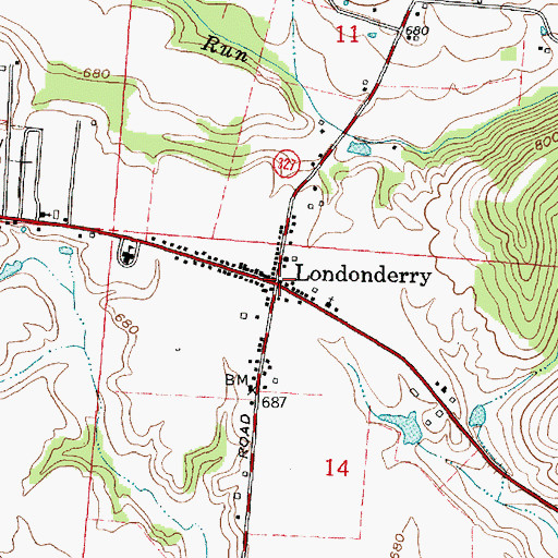 Topographic Map of Londonderry Post Office, OH