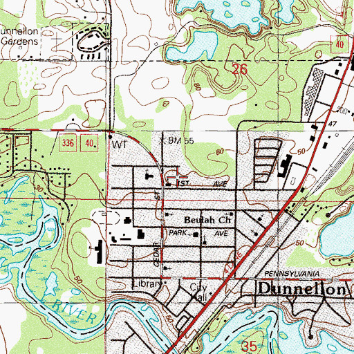 Topographic Map of Church of Christ, FL