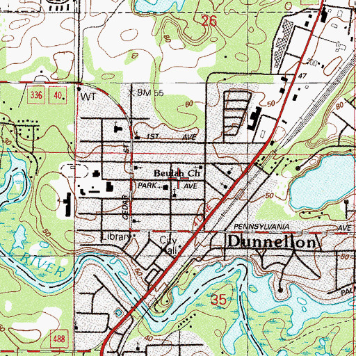 Topographic Map of Dunnellon Community Church, FL