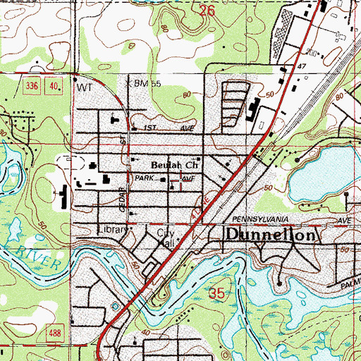 Topographic Map of Dunnellon Presbyterian Church, FL