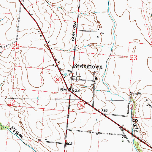 Topographic Map of Stringtown Post Office (historical), OH