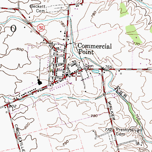 Topographic Map of Commercial Point Post Office, OH