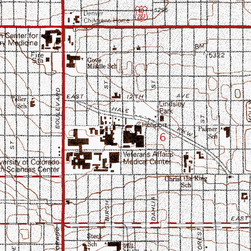 Topographic Map of Rose Medical Center Heliport, CO