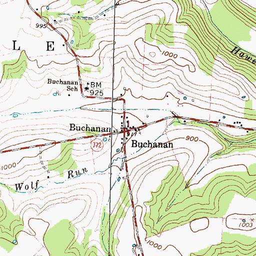 Topographic Map of Buchanan Post Office (historical), OH