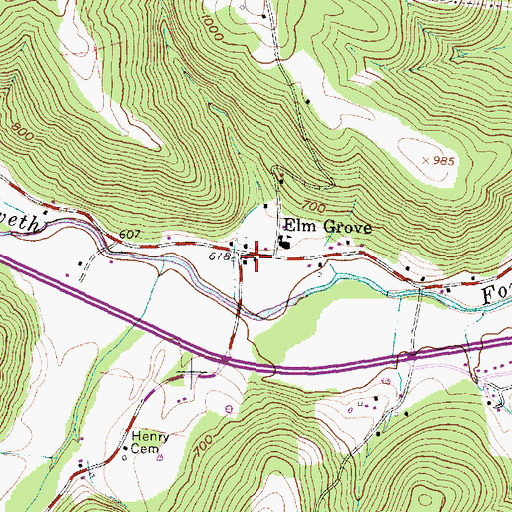Topographic Map of Elm Grove Post Office, OH