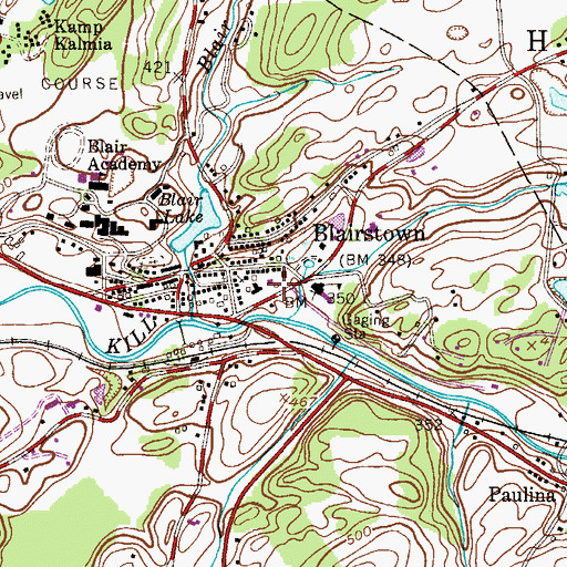 Topographic Map of Blairstown Hose Company 1, NJ