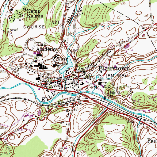 Topographic Map of Blairstown First Presbyterian Church, NJ