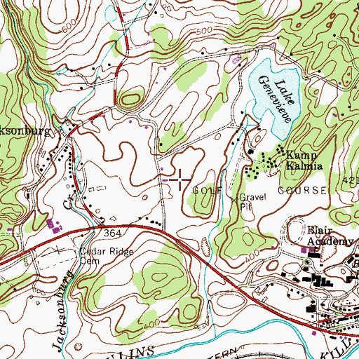 Topographic Map of Blairstown Township Municipal Building, NJ