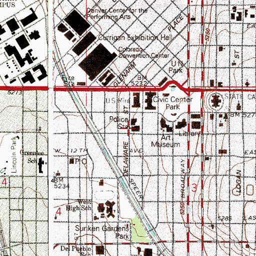 Topographic Map of Police Headquarters Heliport, CO