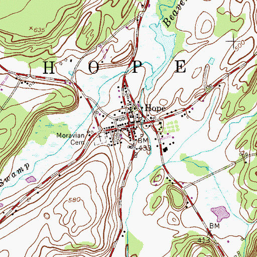 Topographic Map of Hope Episcopal Church, NJ