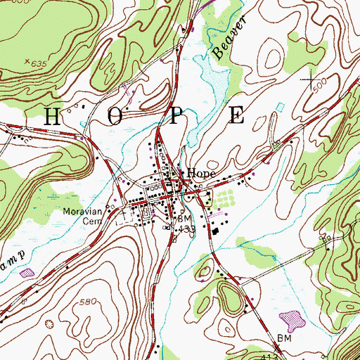 Topographic Map of Hope Community Center, NJ