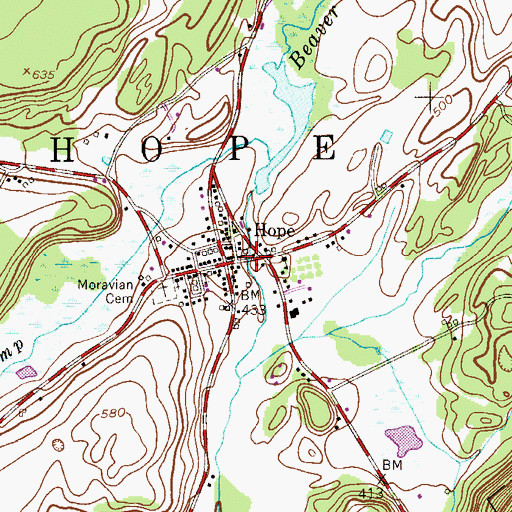 Topographic Map of Hope Museum, NJ