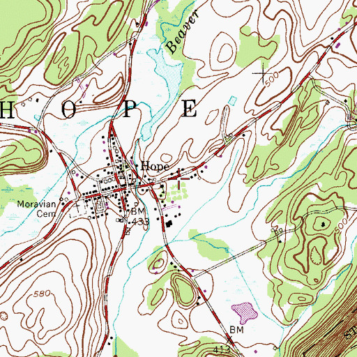 Topographic Map of Hope Township Elementary School, NJ