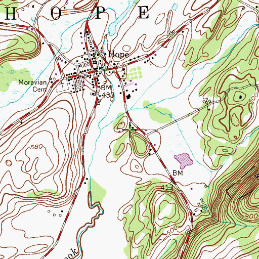 Topographic Map of Hope Township Municipal Building, NJ