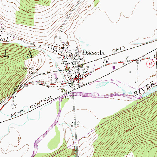 Topographic Map of Osceola Post Office, PA