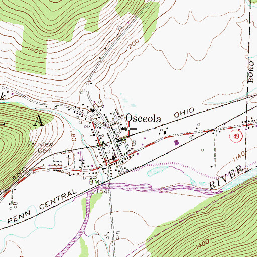 Topographic Map of Osceola Presbyterian Church, PA