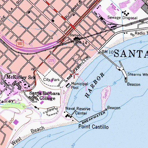 Topographic Map of West Beach, CA