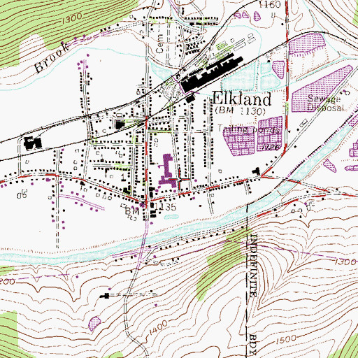 Topographic Map of Elkland Boro Courthouse, PA