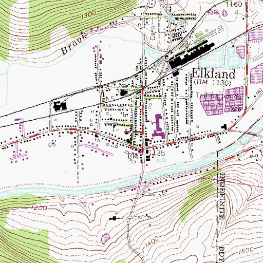 Topographic Map of Elkland Boro Volunteer Fire Department, PA