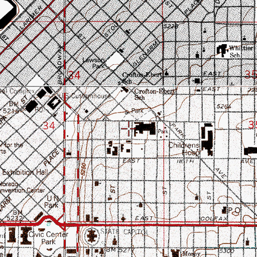 Topographic Map of Saint Lukes Hospital Heliport, CO