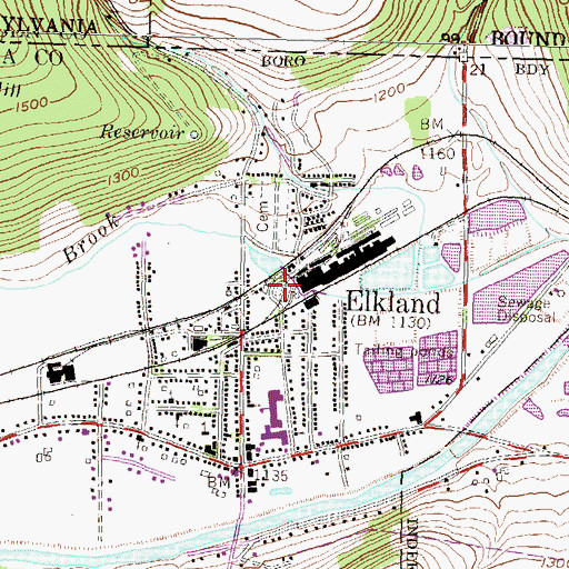 Topographic Map of Elkland Library, PA