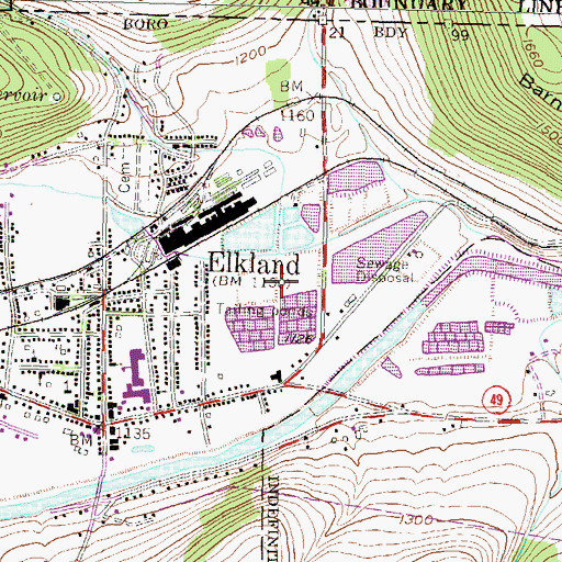 Topographic Map of Elkland Area High School, PA