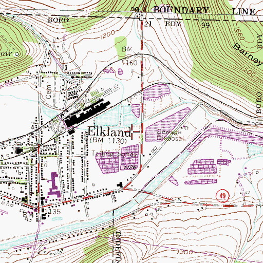Topographic Map of Clark Wood Elementary School, PA