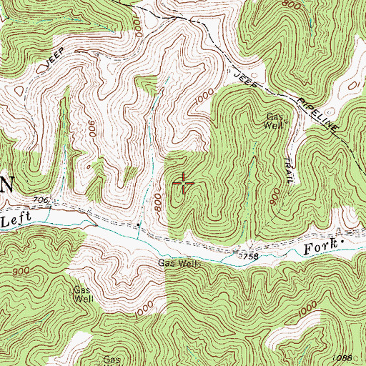 Topographic Map of Frozen Camp Wildlife Management Area, WV