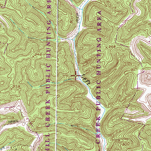 Topographic Map of Mill Creek Wildlife Management Area, WV