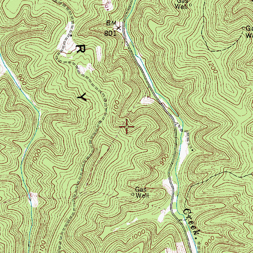 Topographic Map of Morris Creek Wildlife Management Area, WV