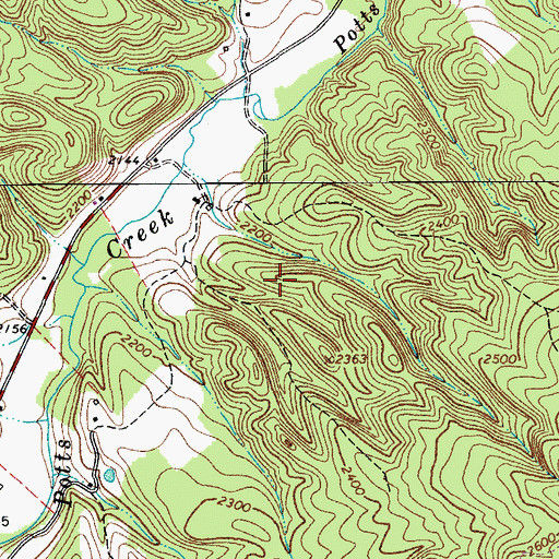Topographic Map of Potts Creek Wildlife Management Area, WV