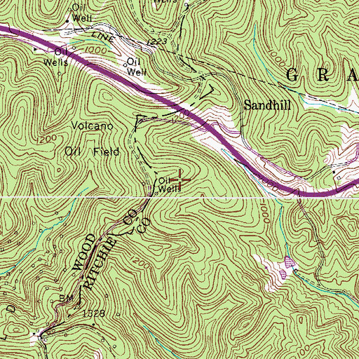 Topographic Map of Sand Hill Wildlife Management Area, WV