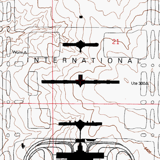 Topographic Map of Denver International Airport, CO