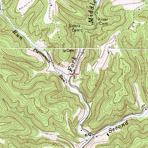 Topographic Map of Woodrum Wildlife Management Area, WV