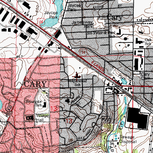 Topographic Map of Maplewood Elementary School, IL
