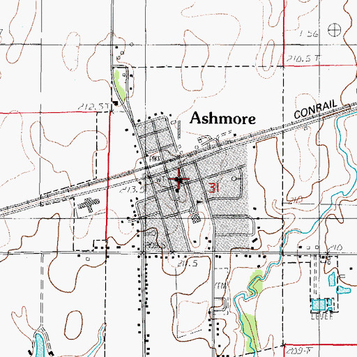 Topographic Map of Ashmore Baptist Church, IL