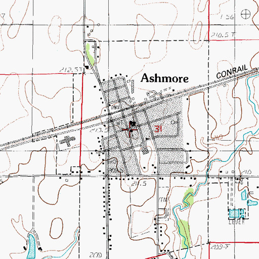 Topographic Map of Ashmore United Presbyterian Church, IL