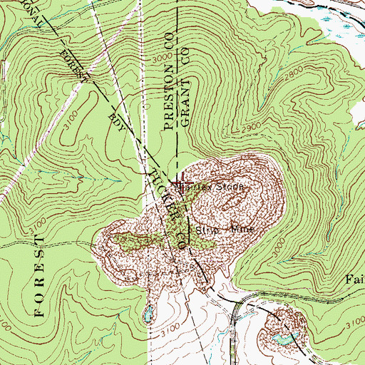 Topographic Map of Fairfax Stone State Park, WV