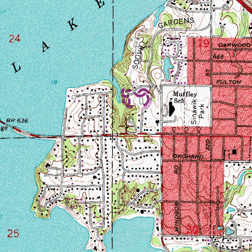 Topographic Map of Woodland Chapel Presbyterian Church, IL