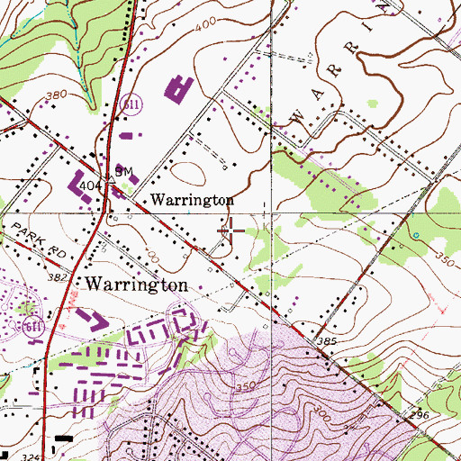 Topographic Map of Warrington Fellowship Church, PA